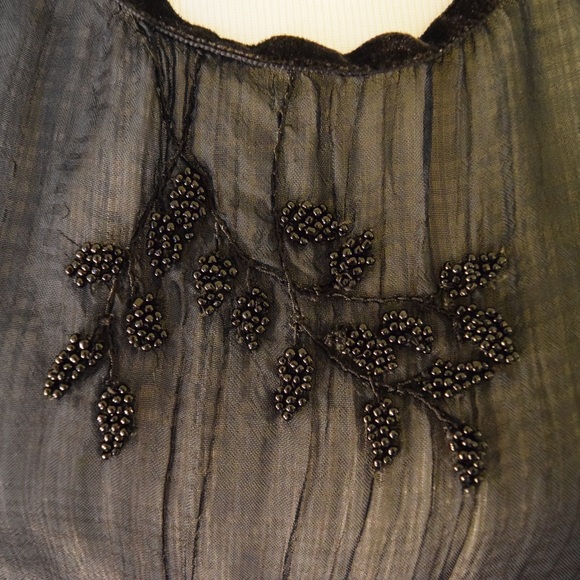 BRUUNS BAZAAR sheer black beaded blouse S/M - Picture 2 of 7